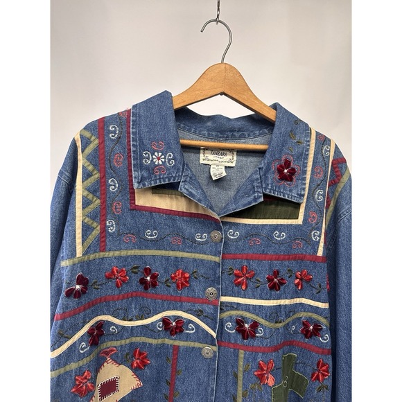 Tanzara Denim Jacket Womens‎  2X Embroidered Excellent Condition - Picture 5 of 16